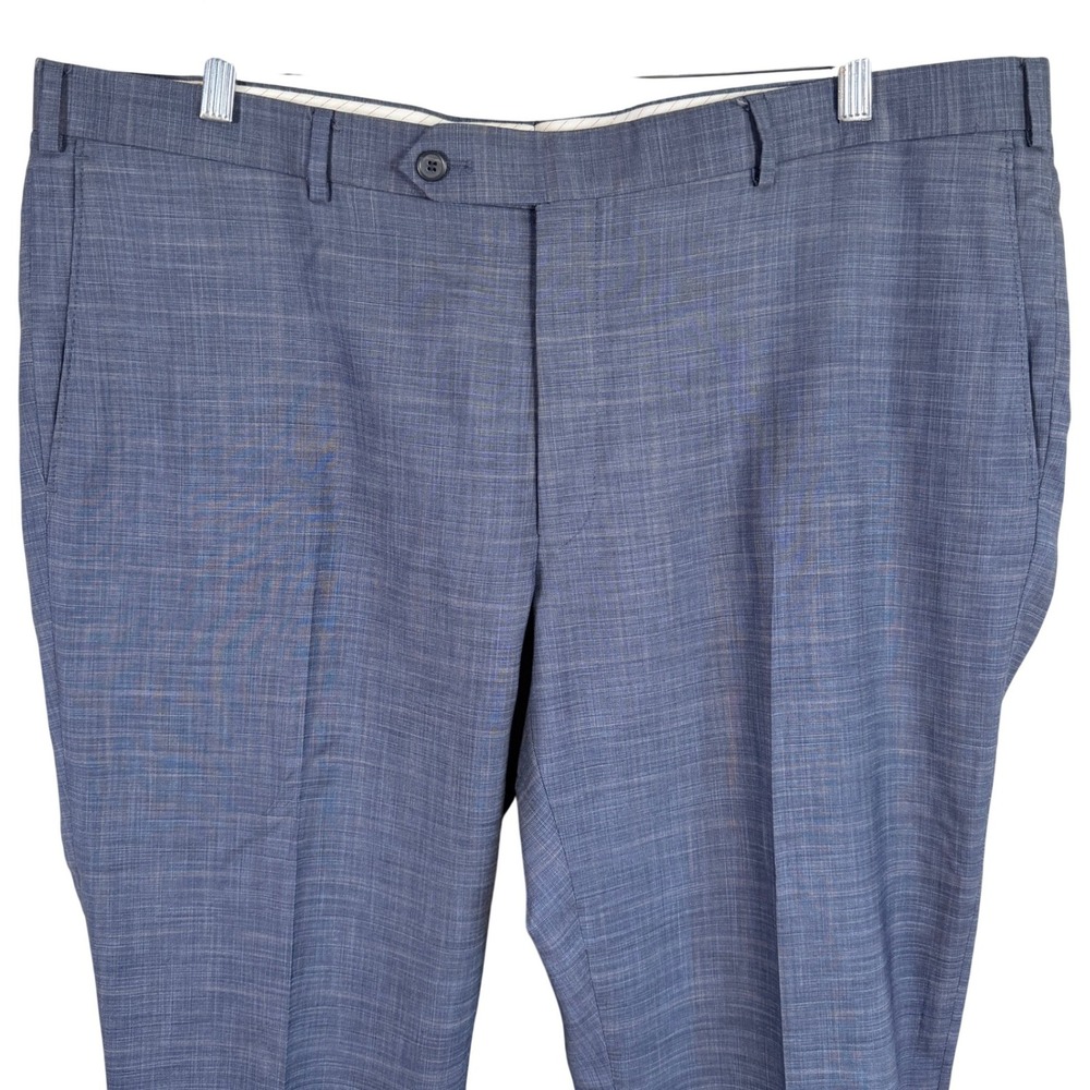 Samuelsohn Dress Pants Super 150's Wool Silk Blend Mens 42x32 Blue Flat Front